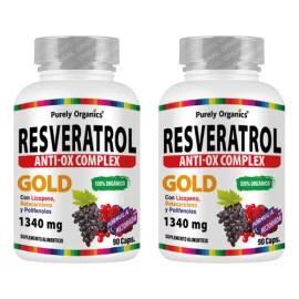 Combo 2 Resveratrol Purely Organics Anti-ox Complex Gold | 90 Caps Sin sabor