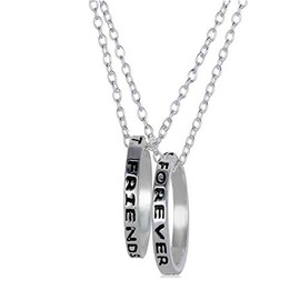 JewelleryJoy 2 piece Friendship Necklace Two Rings Silver Plated Best Friend Forever Gift