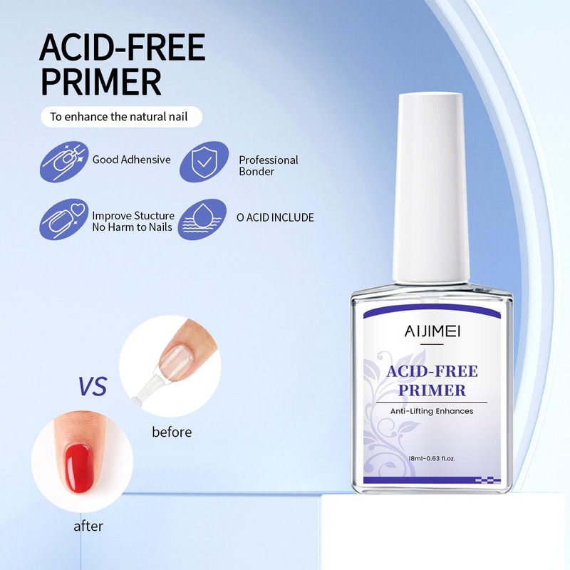 AIJIMEI Acid Free Primer 18ml/0.63fl.oz Acid Free Peel Adhesive Primer,