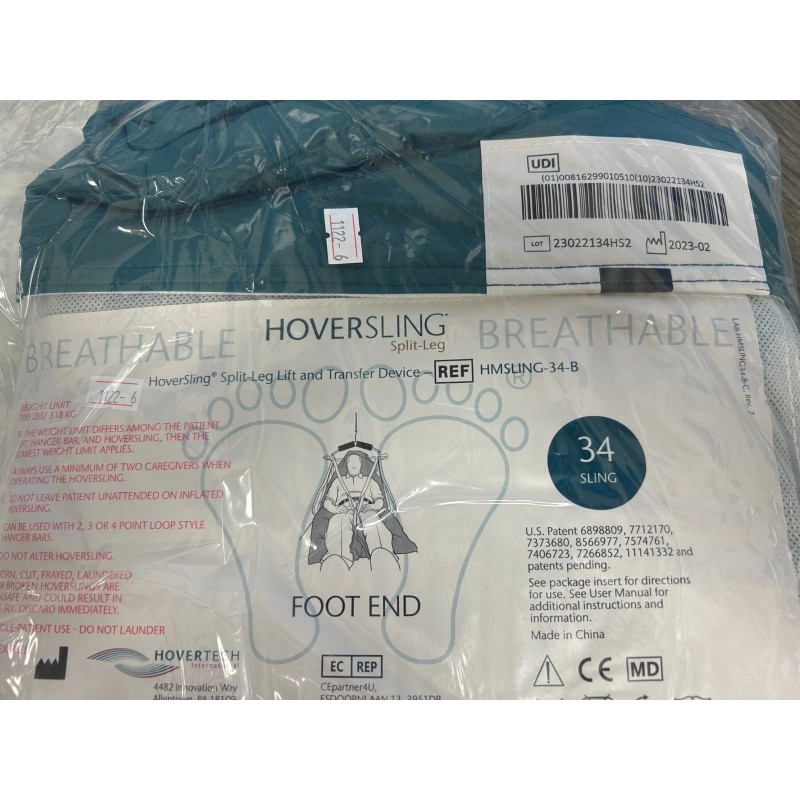 HoverTech Hoversling Split-Leg Lift and Transfer Device HMSLING-34-B - FOOT