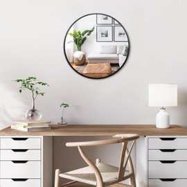 Itrue Black Round Mirror 12 Inch Small Metal Frame Mirrors for Wall with Wall Mount Hook for Home Decor