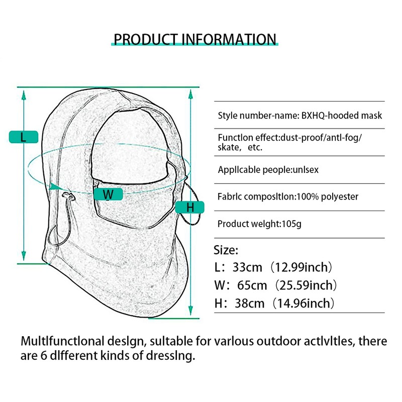 Christmas Printing Face Cover Balaclava Neck Gaiter Adjustable Face Scarf
