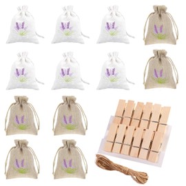 12 lavender bags，lavender bags empty in two colors, empty lavender bags for lavender, spices, empty lavender bags to fill for lavender filler, lavendar bags for closet moth proofing and deodorizing