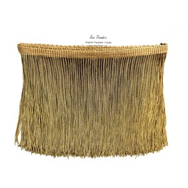 SEW TRENDS 5 Yards of 4" Long Chainette Fringe Thread Yarn Tassel Trim Braid Fringe for Crafts Sewing and Decor-Antique Gold