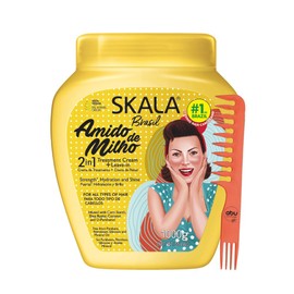Skala Expert Creme de Tratamento Para Cabelo 2 em 1 Amido de Milho 1 Kg - Brazilian Treatment Hair Cream Corn Starch 2 in 1 (35.2oz) with Colored Comb