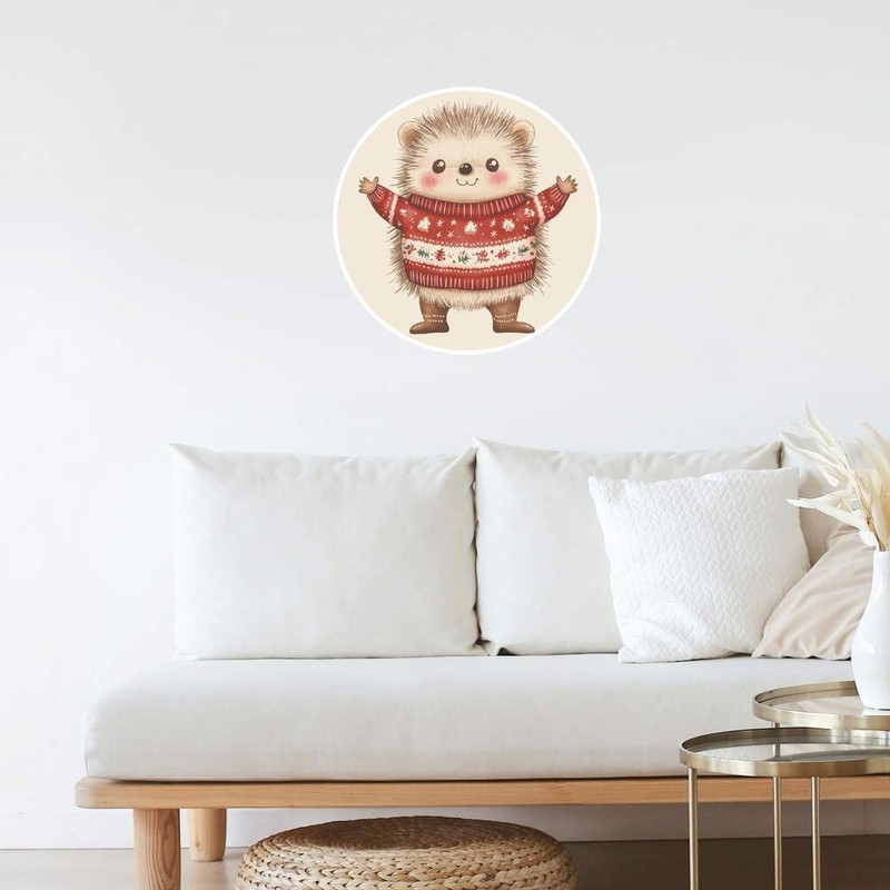 Extra Large 460mm 'Cute Christmas Hedgehog' Permanent Sticker Decal for