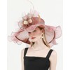 Z&X Women Organza Derby Hat Rose Flower Wedding Tea Party