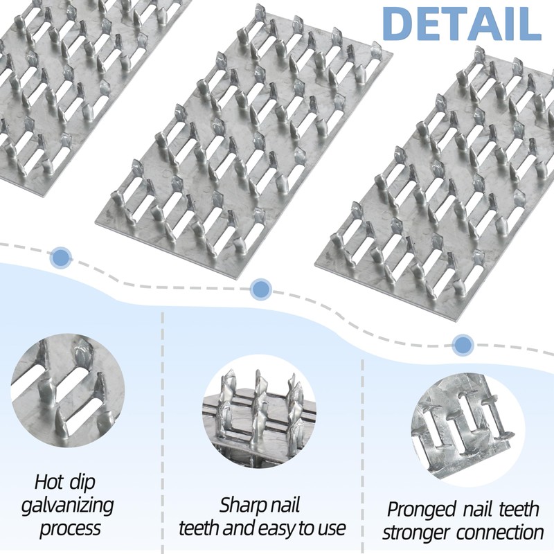 60 Pack 4"x2" Pronged Truss Plates with 8mm Nail Teeth,