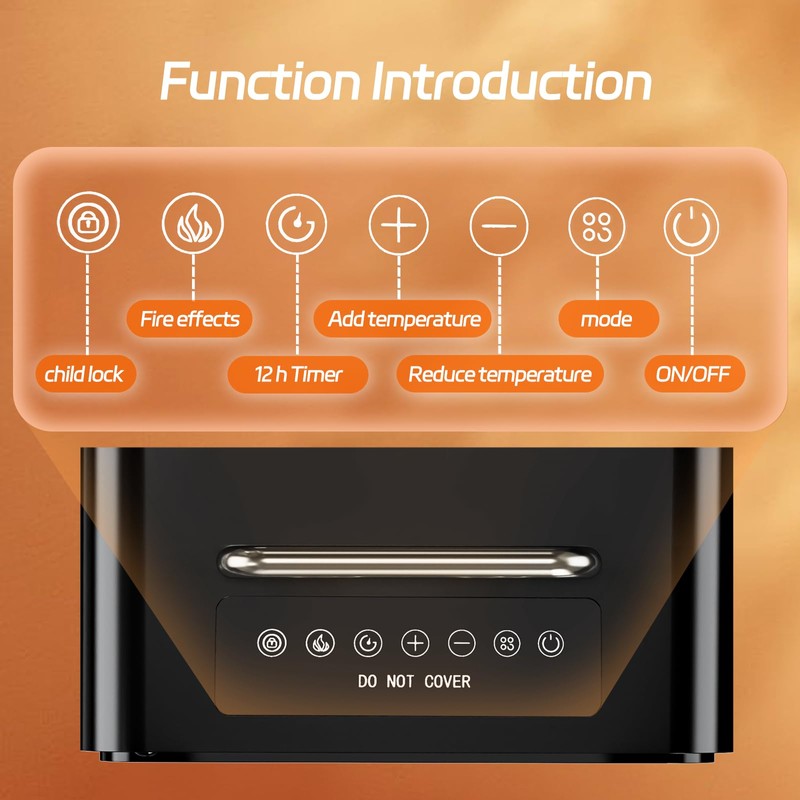 Electric Fireplace Heater,1500W Portable Electric Space Heater with Realistic 3D