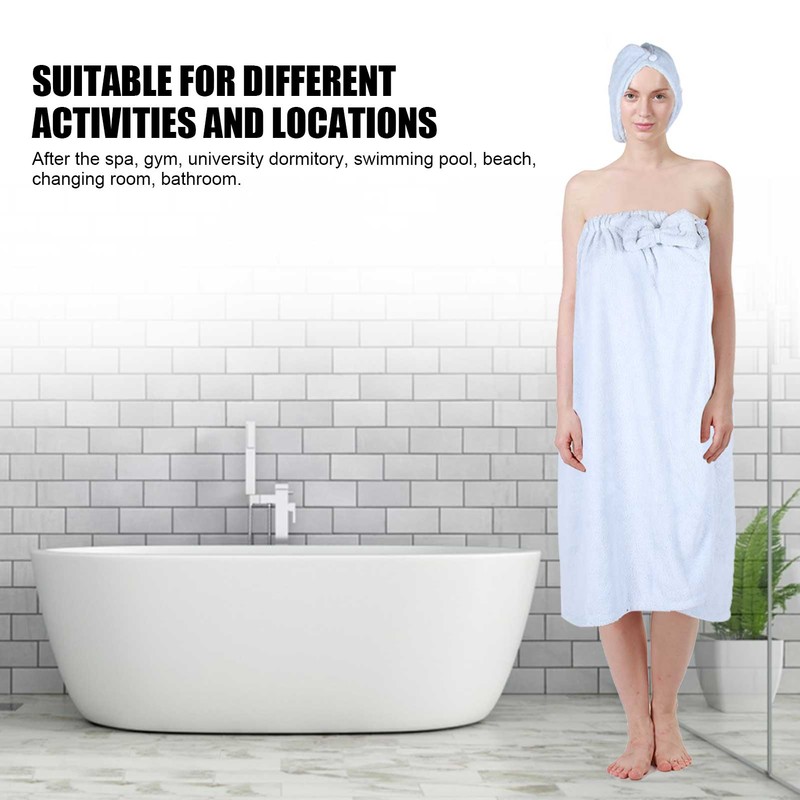Bath Towel Wrap Coral Fleece Spa Women Adjustable Shower Wrap