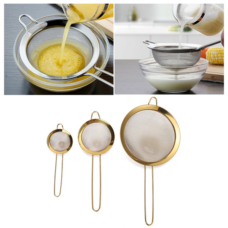Stainless Steel Fine Mesh Oil Strainer Flour Colander Sieve Sifters