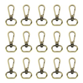 sourcing map 15Pcs Swivel Clasps, 0.8 Inch Oval Ring Lobster Clasp Claw Metal Push Gate Snap Hook for Purse Making Keychain Belt Strap, Brass