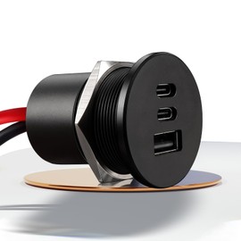 acegoo USB C Socket 12 V Aluminium, Dual Type C PD3.0 20 W & QC3.0 18 W, Car 12 Volt Socket Installation Adapter for Motorhome, Camper, Car, Boat, Truck, Caravan, Yacht, Pack of 1