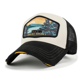 ililily Premium Great Smoky Embroidery Baseball Cap Structured Trucker Hat, Black - Great Smoky