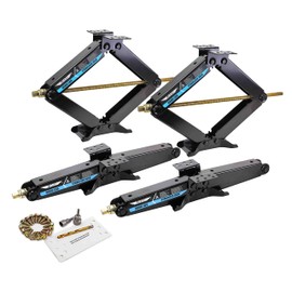LIBRA Heavy Duty 9000lbs 24" RV Trailer Stabilizer Leveling Scissor Jacks w/Dual Power Drill Sockets & Full Installation Kit,Set 4