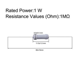 sourcing map 50Pcs 1M Ohm Resistor, 1W 5% Tolerance Metal Oxide Film Resistors, Axial Lead, Flame Proof for DIY Electronic Projects and Experiments