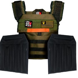 Unbrokenshop.com Adjustable Weighted Vest with Sand Plates (Combo), WOD CrossFit, Weight Plates Carrier for Strength and Endurance Training and Running. For Men or for Women, 2 Patches Included