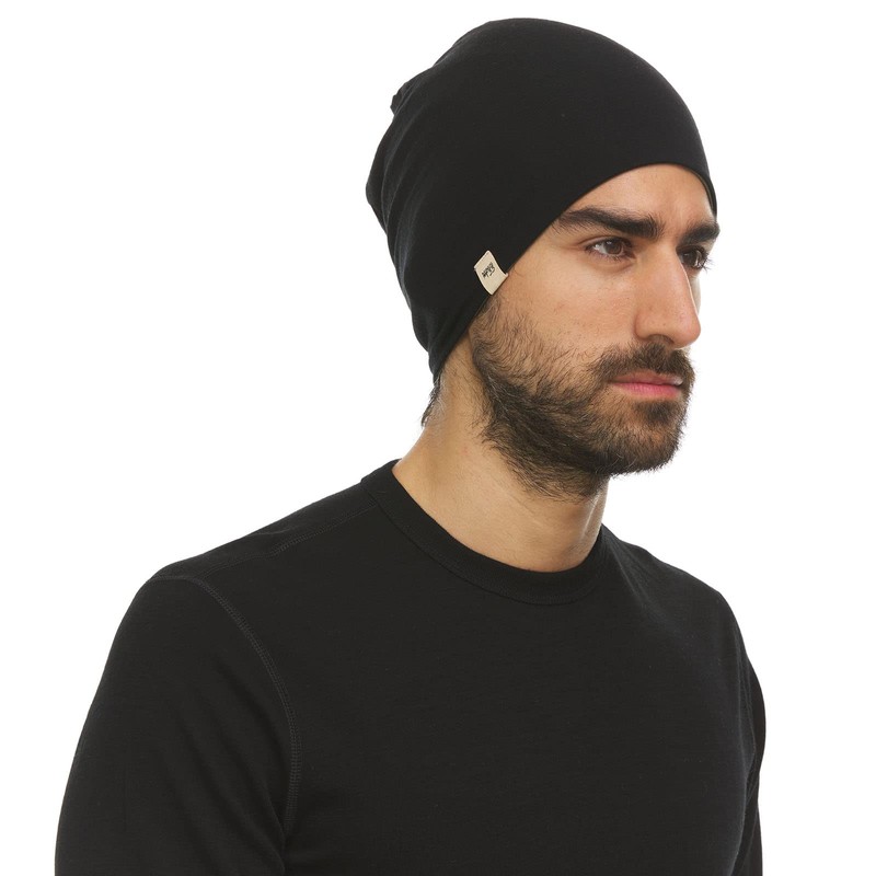 Minus33 Gorro reversible de lana merina, micropeso, color azul pizarrón/gris