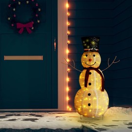 vidaXL Decorative Christmas Snowman Figure - 4ft LED Lighting with Multiple Effects, Waterproof Indoor/Outdoor, USB Powered, Luxurious Fabric, White