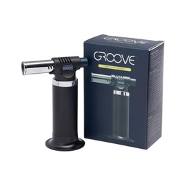Groove Spark Professional Culinary Butane Torch - 4.29” x 6.38” x 2.6” Versatile Adjustable Flame Blow Torch for Every Kitchen Need & More - Easy Refill 10g Capacity (Butane Not Included) - Blue