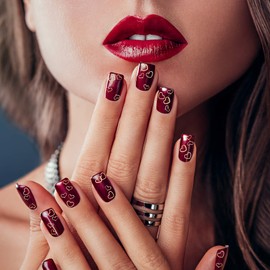 PAGOW 2000pcs Heart Nail Art Decals, Metal Love Charm Nail Art Stickers Studs DIY Nail Decoration Manicure Accessories for Women Girls(5/6mm) -Gold