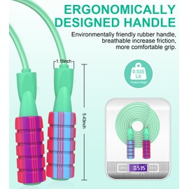 CRHOEIQ Jump Rope for Fitness, Weighted Jumprope for Women Workout, Adjustable Adult Exercise Skipping Rope for Men (Green)