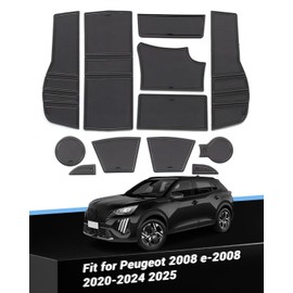 WEIPIN Non-slip Rubber Mats Compatible for Peugeo-t 2008 e-2008 2020-2024 2025, Dustproof Mats for Glove Box, Armrest, Cup Holder, Door Groove and 2008 2023 Accessories (Black)