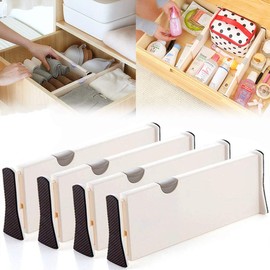 Ormeli Drawer Dividers Expandable Adjustable Dresser Drawer Organizers Divider for Clothes, Silverware and Utensils fit Kitchen, Bedroom, Bookcase, Baby Drawer with Instructions