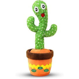 Talking and Dancing Cactus Toy, Mimics Sounds, Plays English Nursery Songs, USB Rechargeable, Soft Plush, LED Lights, Interactive Baby Gift for Boys and Girls