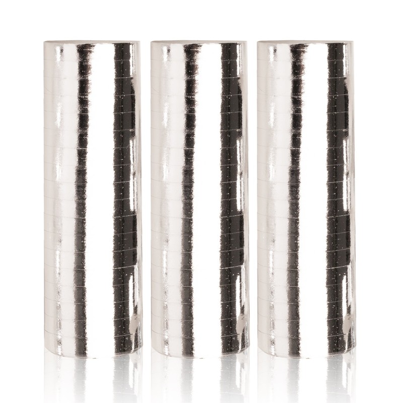 Streamers Metallic Silver Pack of 3 – 3 x 18 Metallic Shiny Streamers – Carnival, Fancy