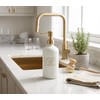 Matte White Glass Dish Soap Dispenser 16Oz with Gold Stainless