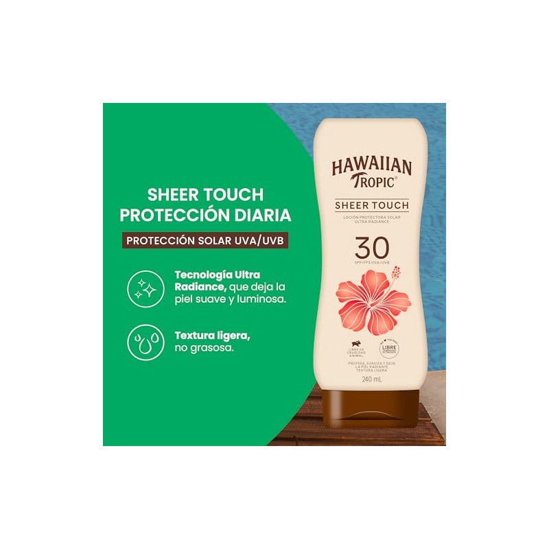Hawaiian Tropic Sheer Protector Solar 30 FPS Loción de 240ml