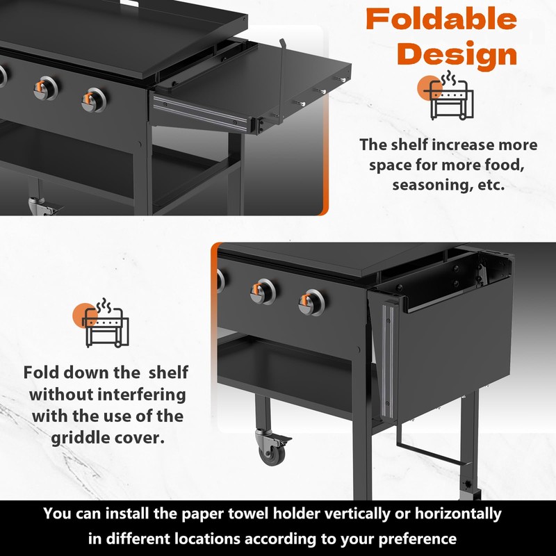 PHYPOBLE Foldable Griddle Side Shelf for Blackstone 36" Griddles, Griddle