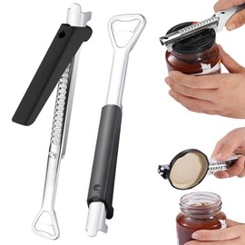 Anyingkai 2 Stück Einstellbarer Multifunktionaler Dosenöffner aus Edelstahl,Verstellbarer Dosenöffner,Müheloser Arthritis Glasöffner,Dosenöffner Manuell mit Kapselheber,Dosenöffner & Deckelöffner