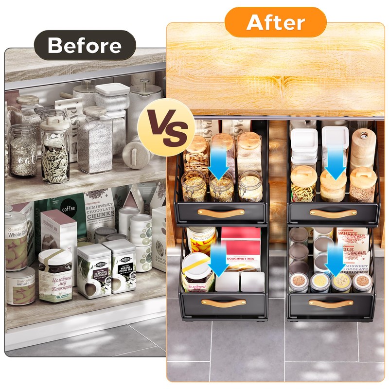 Pull out Cabinet Organizer Fixed with Adhesive Nano Film,Heavy Duty