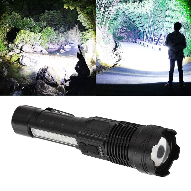 LED Bright Flashlight COB Work Light USB Rechargeable IPX4 Outdoor