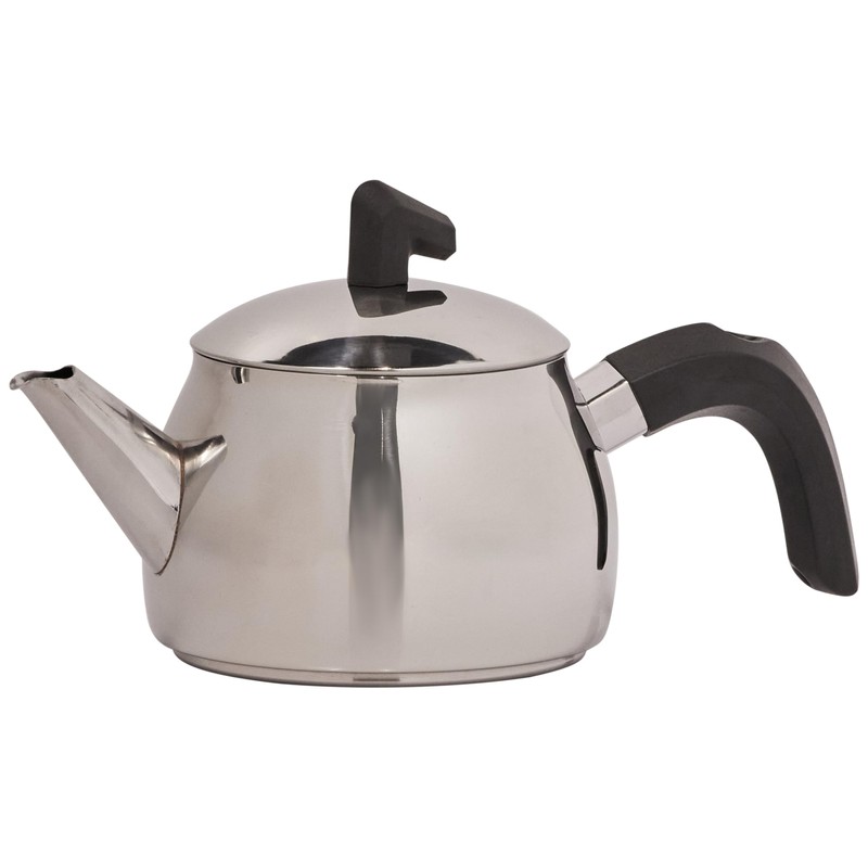 Karaca Belinay Teapot Set Silver Black, 18/10 Stainless Steel, Teapot/Lid