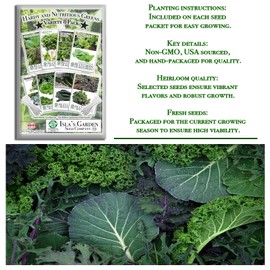 Hardy & Nutritious Greens Variety 8-Pack Home Garden Starter Kit by Isla’s Garden Seeds, Includes Kale, Spinach, Collards, & More, Perfect for Growing Fresh, Healthy, & Flavorful Greens, Non GMO Seeds