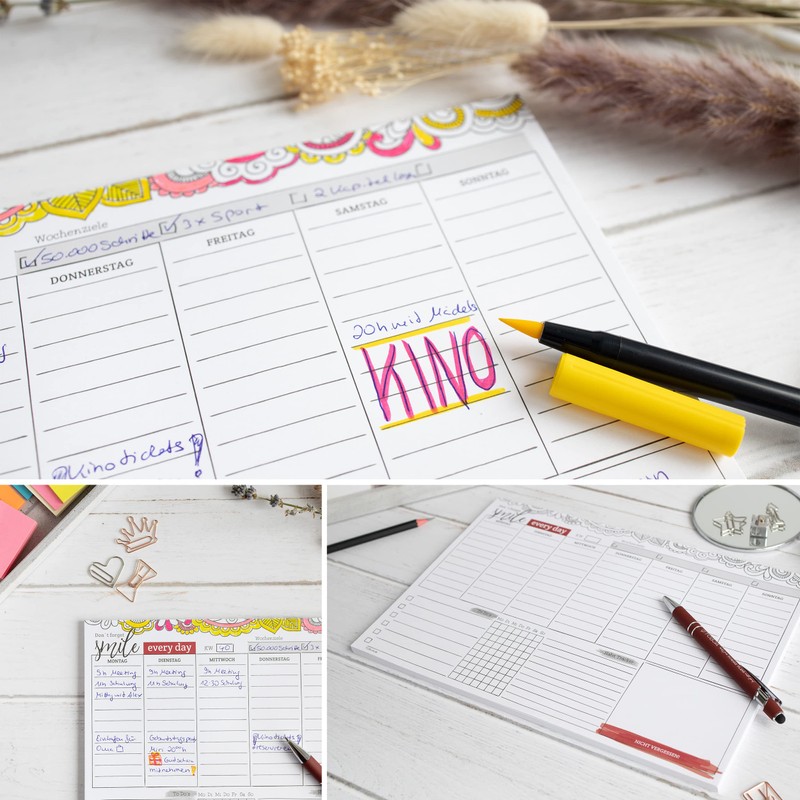 Weekly Planner Pad Including Habit Tracker, 50-Sheet Organiser without Date,