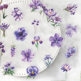 Transparent Flower Stickers 200Pcs for Kids Clear Wildflower Stickers for Water Bottles Scrapbooking Card Making Crafts Laptop