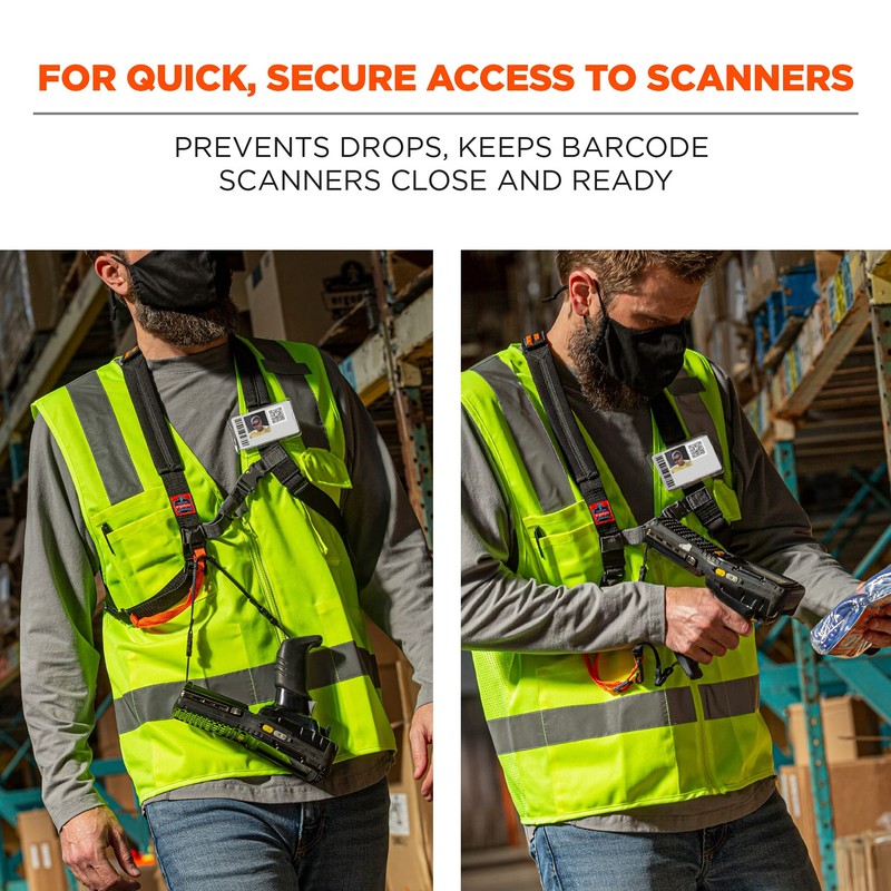 Ergodyne Squids 3138 Barcode Scanner Padded Harness, Tethering Lanyard for