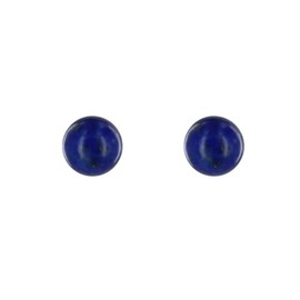 LES POULETTES BIJOUX - Rhodium Silver Earrings Nail and 6 mm Round Lapis Lazuli Pearls, Silver, Lapis Lazuli