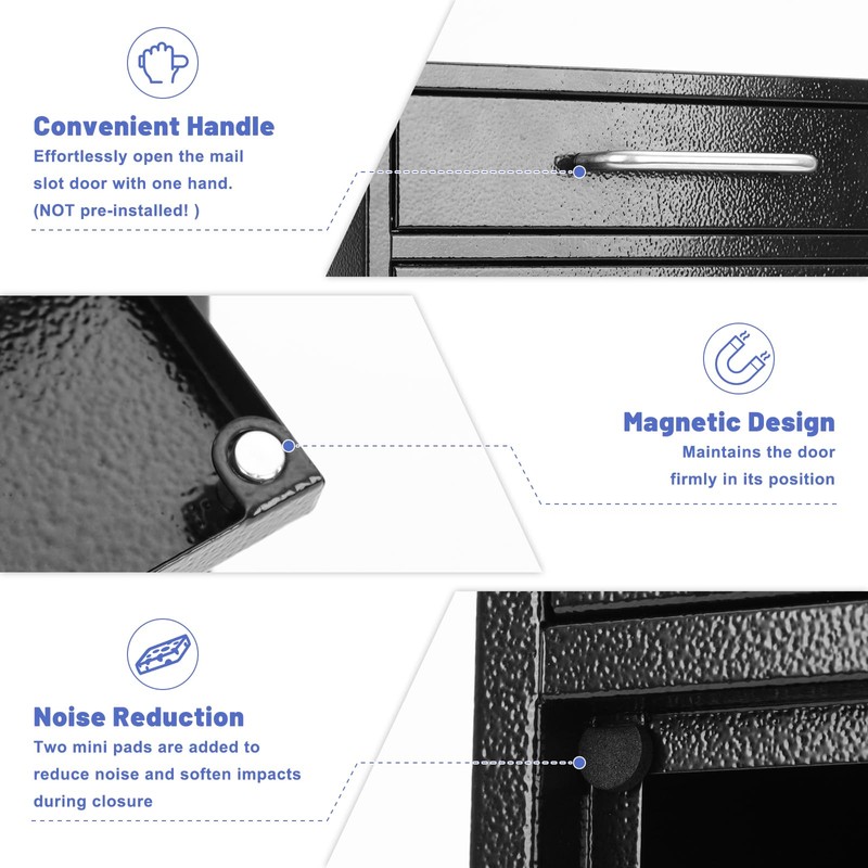 KYODOLED Steel Key Lock Mail Boxes for Outside, Locking Wall