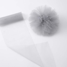Rollo de tela de tul para costura, falda de mesa y decoración de boda, 6 pulgadas por 100 yardas (Gris)