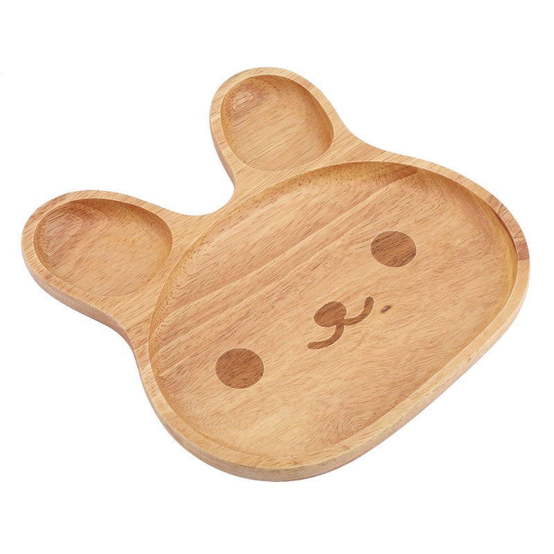 Wooden Plate Child Dessert Snacks Serving Tray Adorable Rabbit Wood