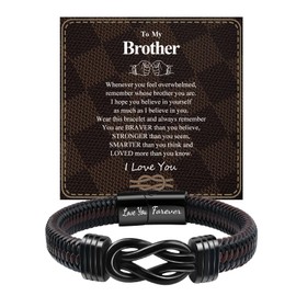 BOCHOI Brother Gifts, Gifts for Brother, Brother Gifts from Sister,Leather Bracelet for Men Boys,Presents for Brother Birthday Graduation Gifts for Brother, Big Brother Gifts