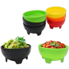 Salsa Bowls Set | Mexican Serving Dish For Salsa, Guacamole, Dips, Sauces, Snacks, Dessert | 4.5” Color Plastic Salsa Bowls (6 Pack)
