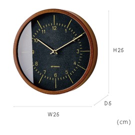 INTERFORM INC. Blindhef CL-3354BK Interform Wall Clock, Leather, Black, Radio Clock, Synthetic Leather, Diameter 1.0 x Depth 2.0 inches (25 x 5 cm), Brandef