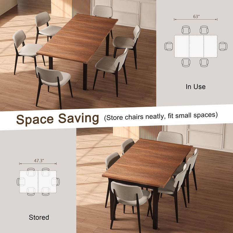 Einhomn Extendable Dining Table for 4-6, 63" Modern Kitchen Table,