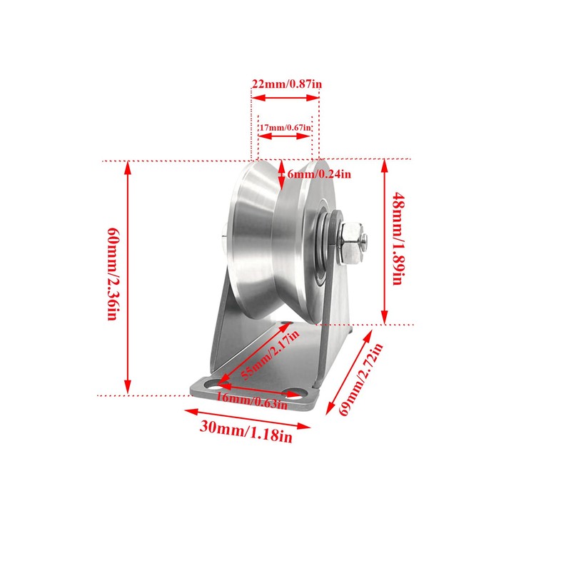 Pulley Wheel Stainless Steel V Groove Plate Casters Heavy Duty